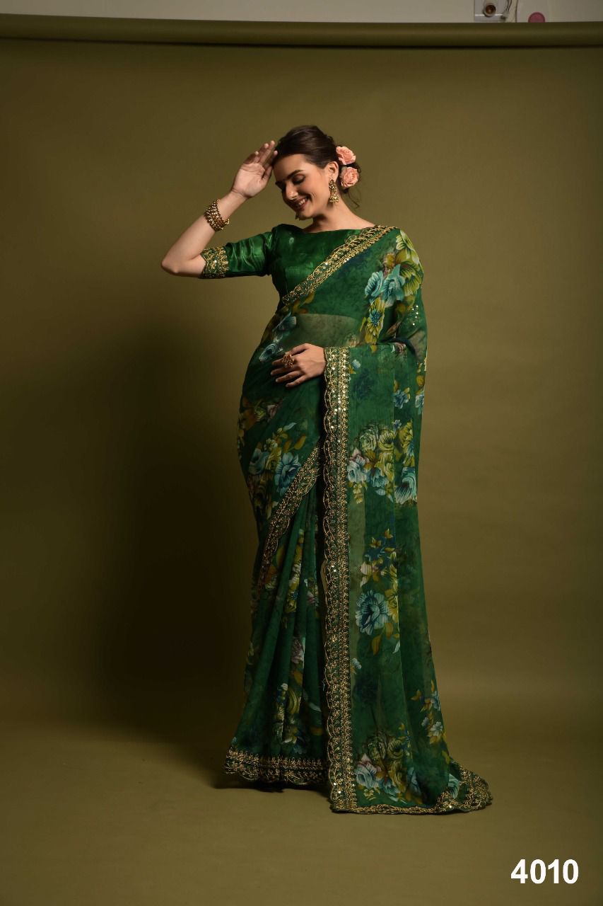Nazneen Saachi 4007 Series New Fancy Party Wear Georgette Latest Saree Collection
